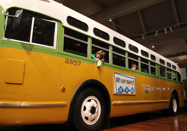 Sitting inside the Rosa Parks Bus Sitting inside the Rosa Parks Bus
