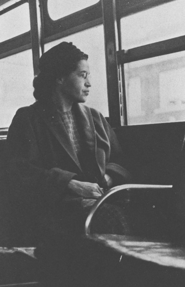 Rosa Parks seated on bus