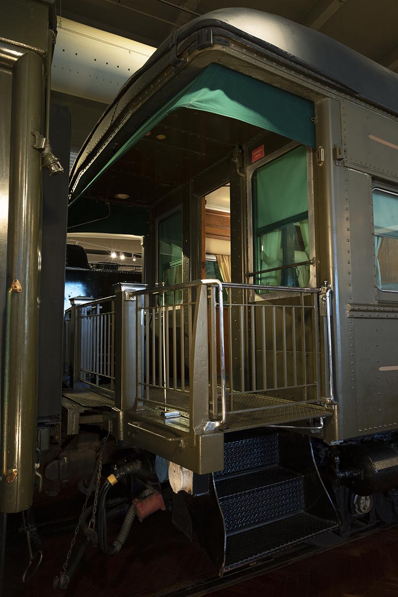 Fair Lane railroad car's back platform Back platform of rail car in large room