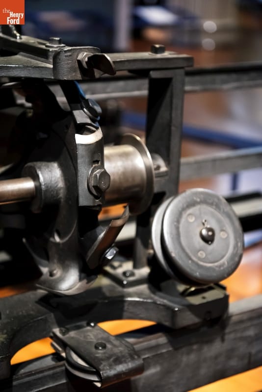 Close-up shot of black machinery mechanism