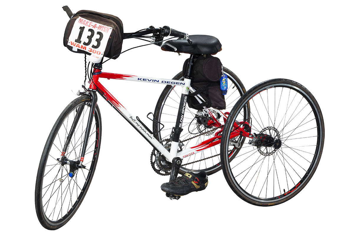 Tricycle, Used by Kevin Degen Red and white adult tricycle