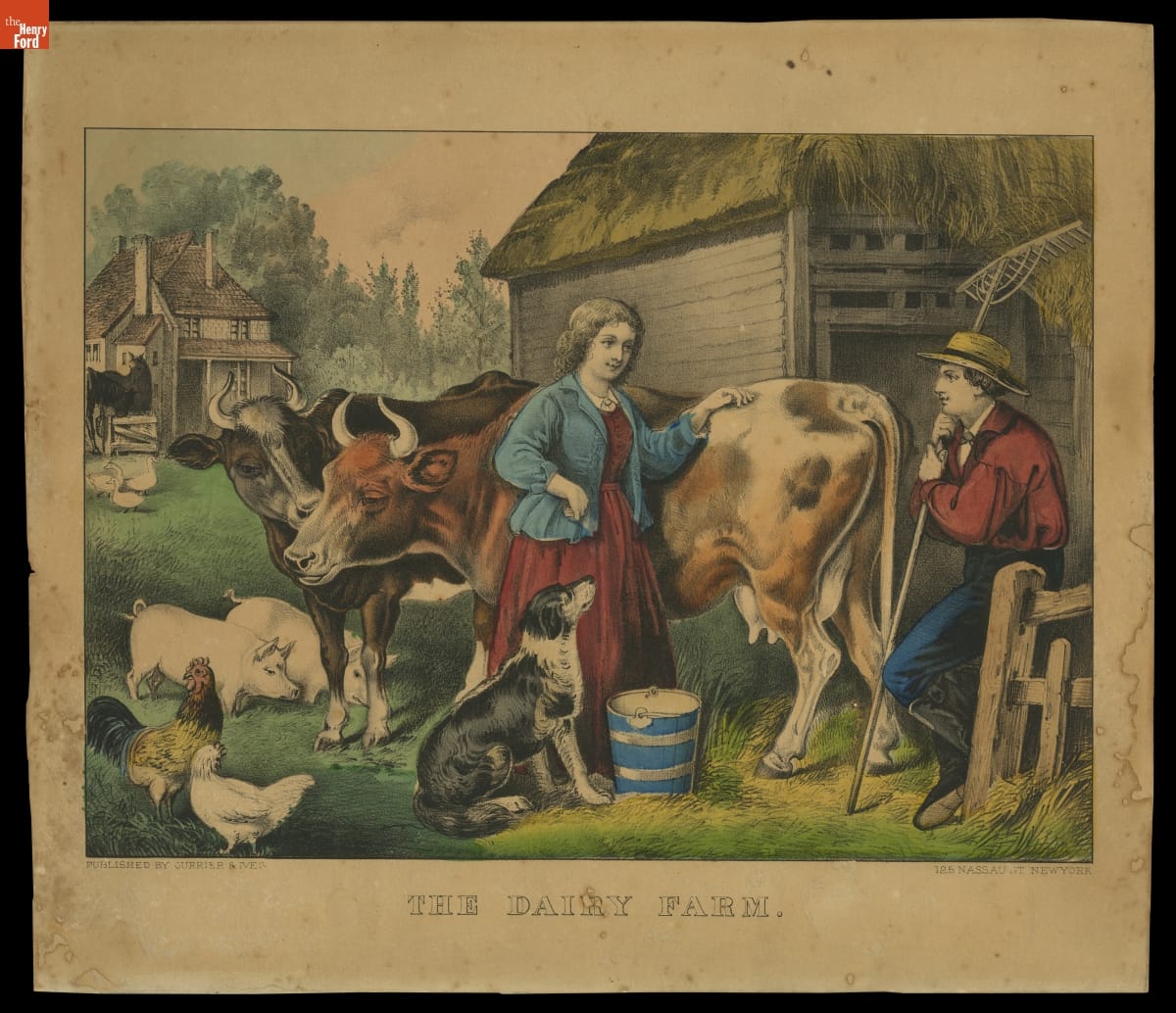 Lithograph, "The Dairy Farm," circa 1874