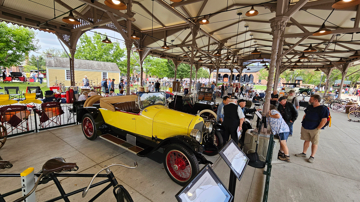 The Henry Ford’s 1923 Stutz Bearcat, built in Indianapolis, turned heads with its sporty yellow paint.