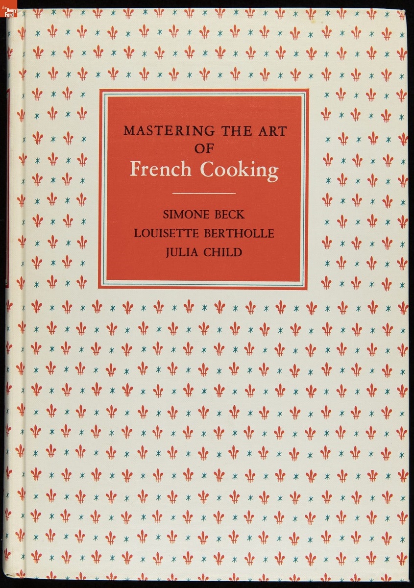 White book cover with text on orange background and pattern of orange fleur-de-lis and blue asterisk-like stars