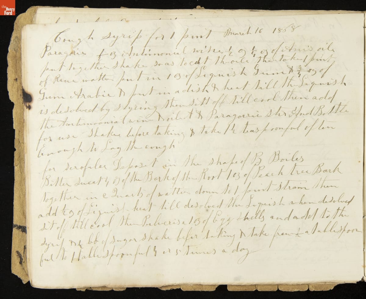 Receipt Book, Physician's Recipes, 1864-1868 / page 58 Page with faint handwritten cursive text
