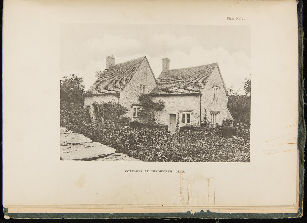 Page containing image of stone house and text