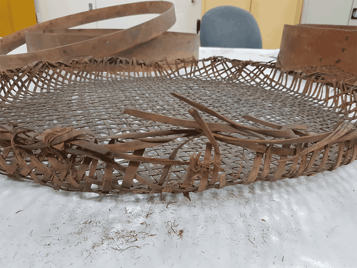 The grain sieve was found in three separate pieces.