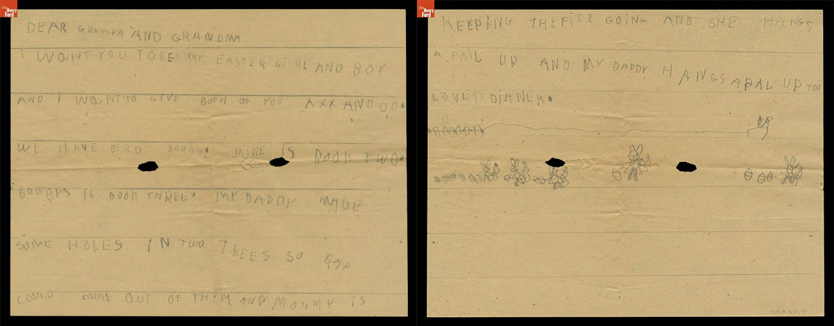 THF706181-THF706182 / Letter from Diane K. to Grandma and Grandpa, 1953-1954