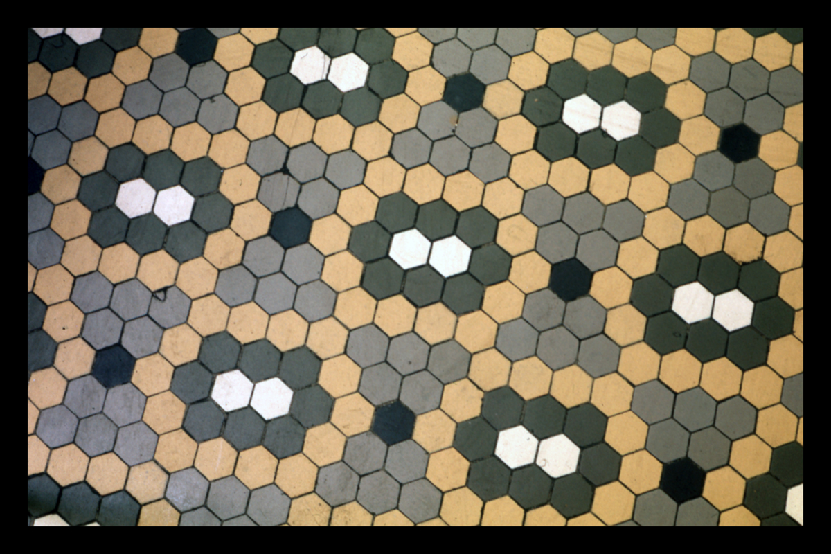 Floor tile in Jimmy's Diner, Bloomfield, NJ. Photograph by Dick Gutman.